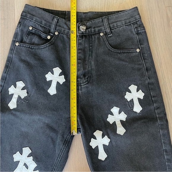 Chrome Hearts Inspired Jeans - Levi’s Black Denim Raw Hem - Picture 6 of 15